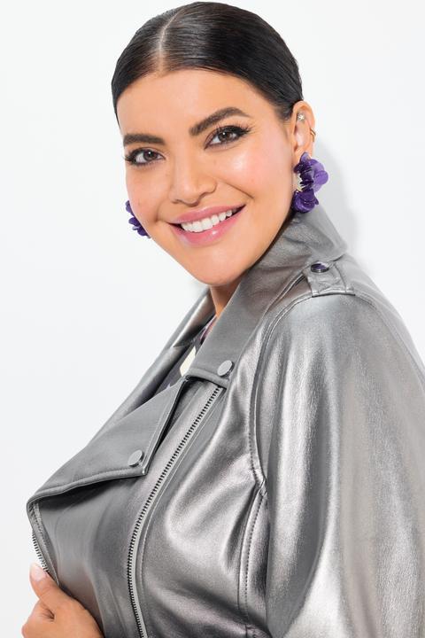 Produktbild Ulla Popken Bikerjacke, Lederoptik, Reverskragen, Komplettfutter (46, 48)