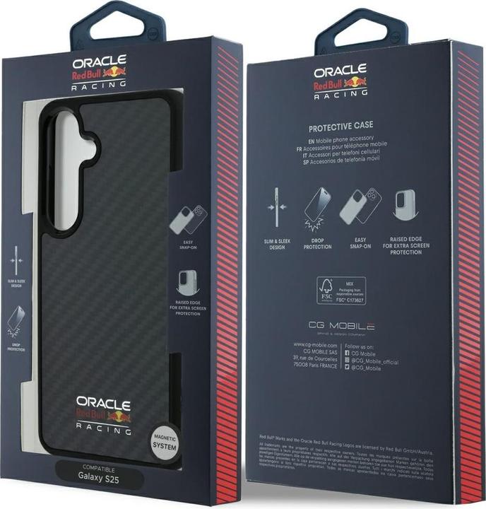 Productafbeelding Red Bull Real Carbon Fiber Shiny Logo MagSafe Case for Samsung Galaxy S25 Black (Samsung Galaxy S25)