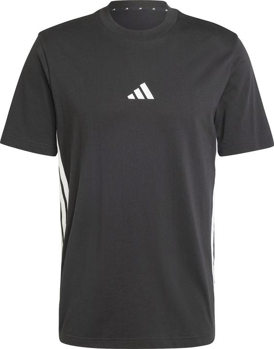 adidas Men's Essential Three Stripes Single Jersey Tee, Black/White, M (M)