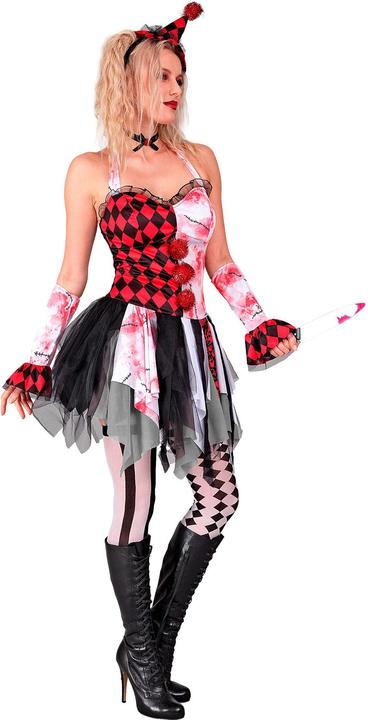 Produktbild Widmann HORROR HARLEKIN MÄDCHEN (Kleid, Armbõnder, Minihut), M (M)