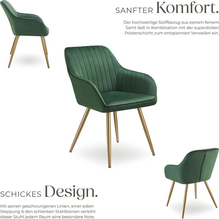 Actual product image tectake chair Marilyn, velvet look, quilted