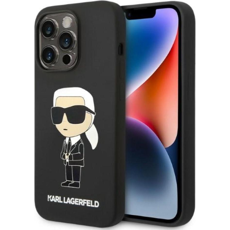 Karl Lagerfeld KLHCP14LSNIKBCK iPhone 14 Pro 6,1" hardcase czarny/black Silicone Ikonik (Apple iPhone 14 Pro), Smartphon...