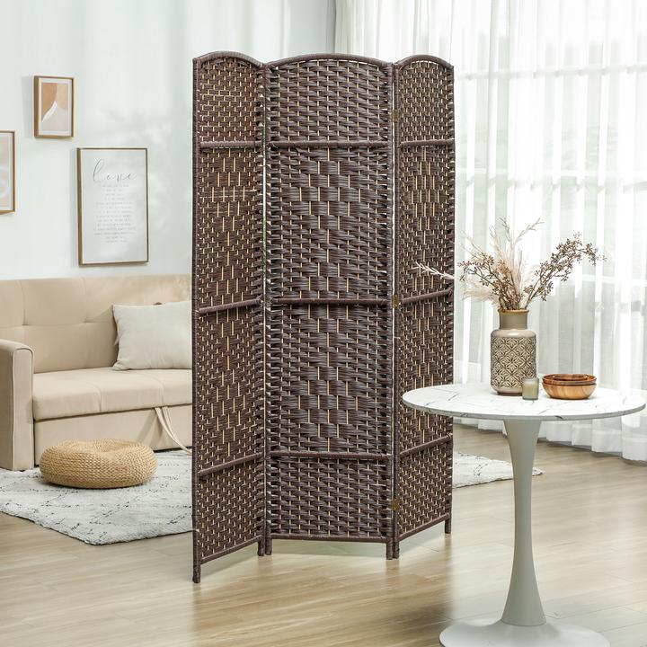 Actual product image Homcom Paravent Polypropylen, Kiefernholz Braun