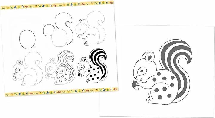 Produktbild Janod Step by Step Drawing - Zeichnen lernen - 20 Tier-Modelle - Zeichenset für Kinder - Zeichen- und