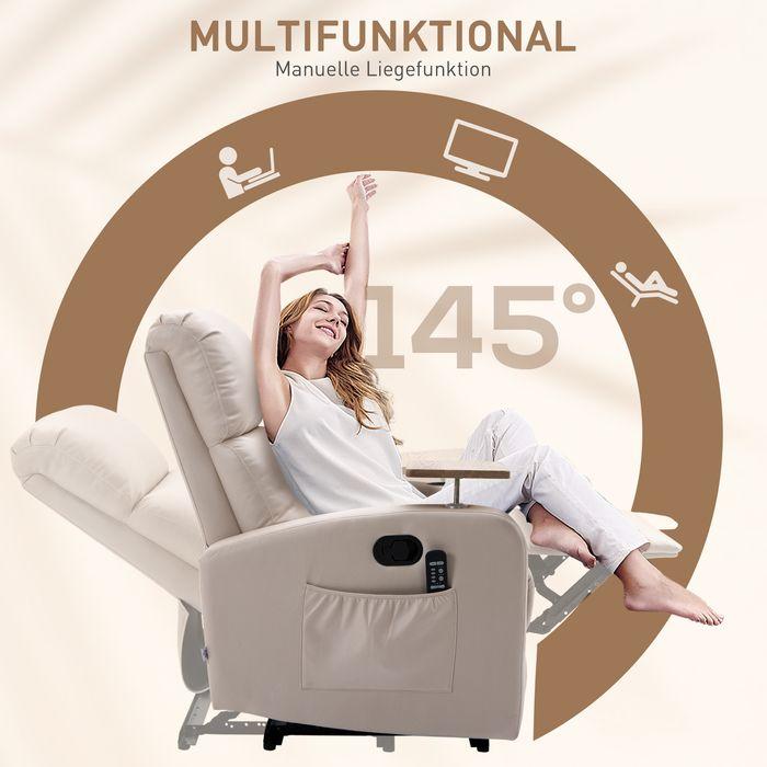Actual product image Swisshandel24 Relaxsessel mit Massage und FB, Fernsehsessel, Mikrofaser, Beige