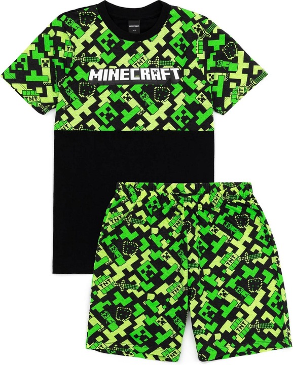 Actual product image Minecraft Childrens/Kids Creeper Short Pyjama Set (128)