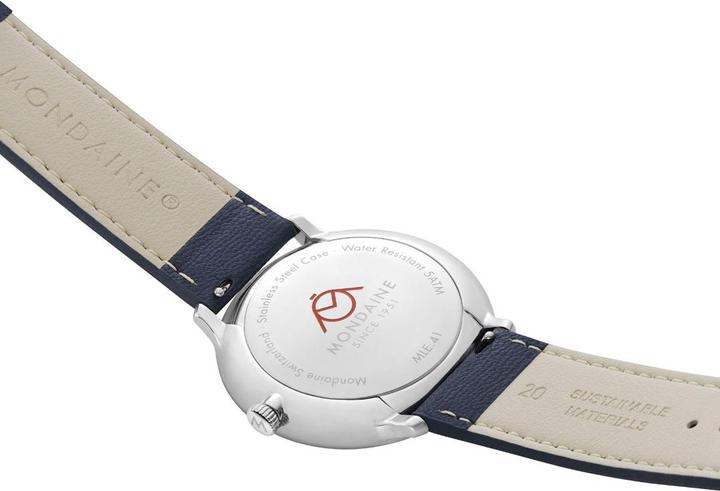 Image du produit Mondaine Doppio Set Blaues Veganes Apfelleder, 41 mm (Montre analogique, 41 mm)