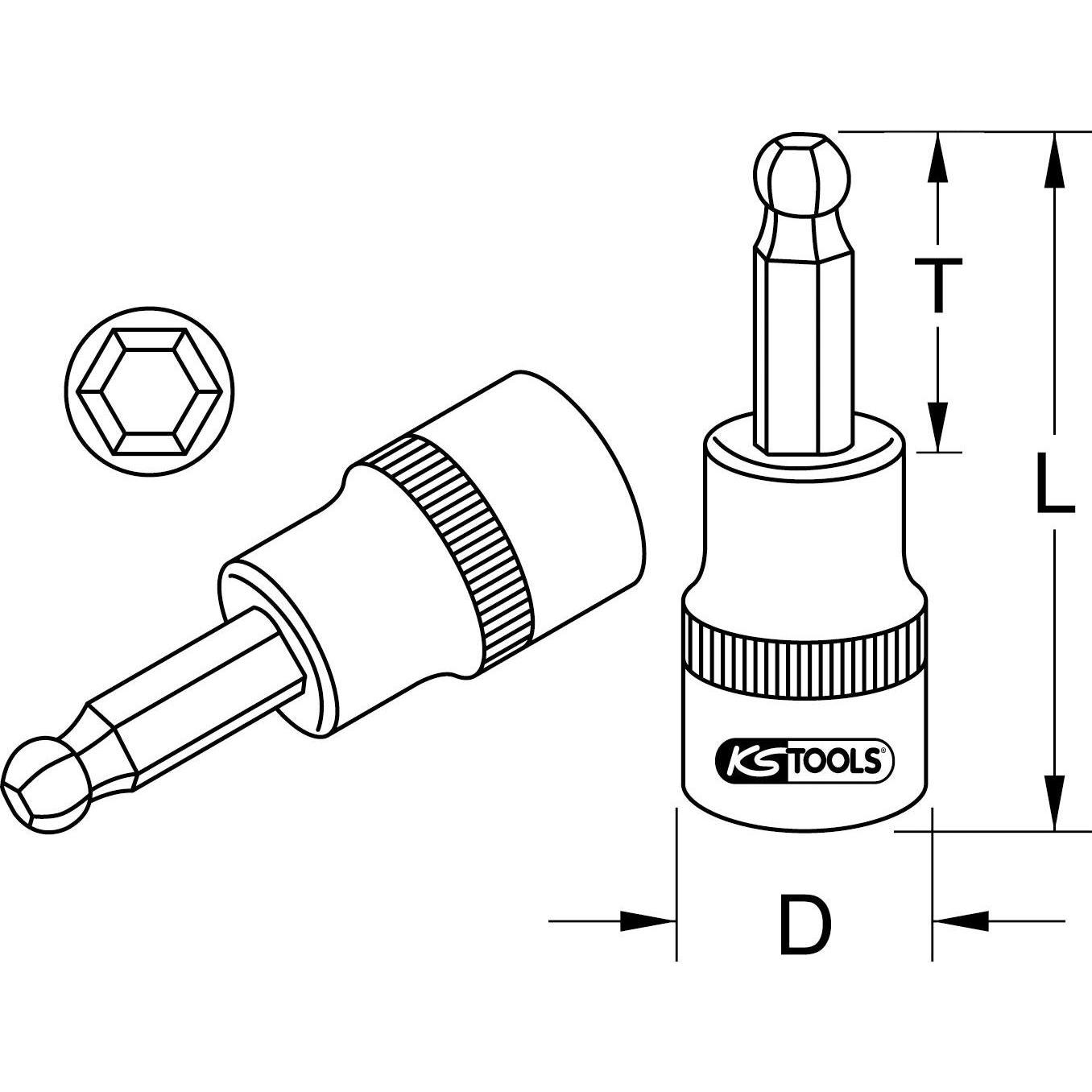 Thumbnail - KS Tools, Steckschlüssel + Stecknuss, 3/8" Bit-Stecknuss