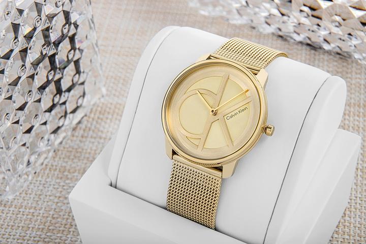 Actual product image Calvin Klein Iconic Mesh Damenuhr 25200034 + BOX (Analogue wristwatch, 35 mm)