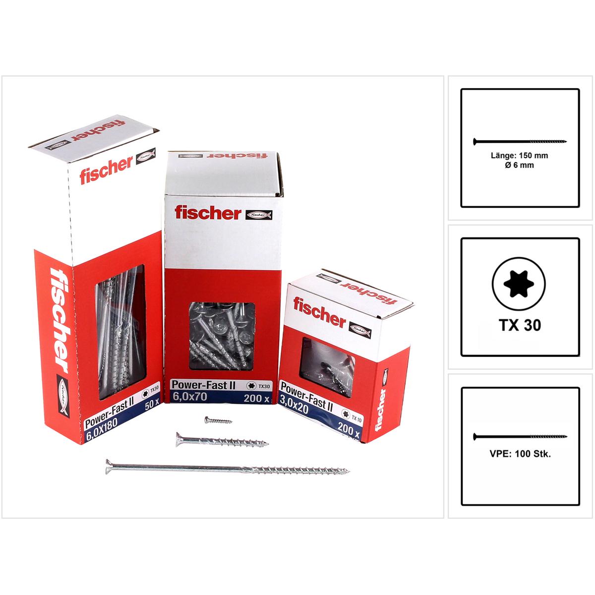 Thumbnail - Fischer, Schrauben, PowerFast II 6,0x150 SK TX TG blvz 100 (1 Schrauben pro Stück)