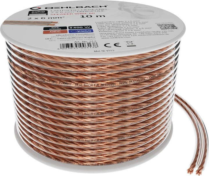 Produktbild Oehlbach Lautsprecherkabel 2x6mm² 6m klar (6 m, 6 mm²)