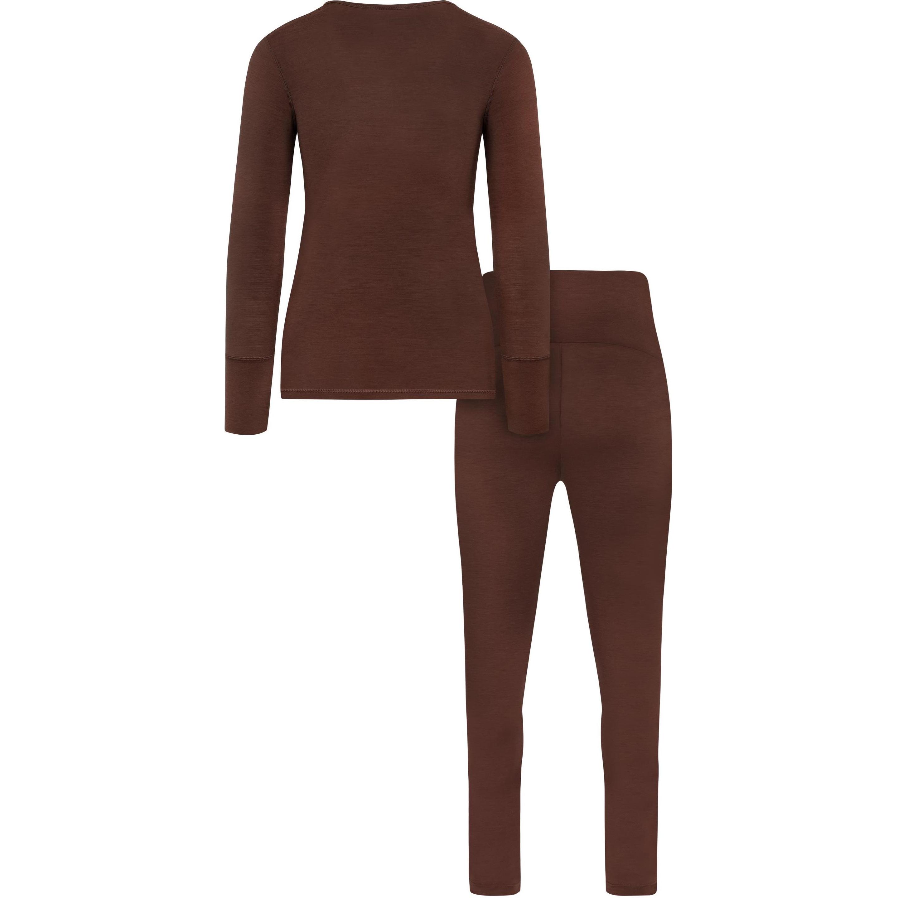 Thumbnail - Normani, Damen, Funktionsshirt, Merino Unterwäsche Umstandsmode Set- Langarm-Shirt und Unterhose - 8795 (S), Braun, S