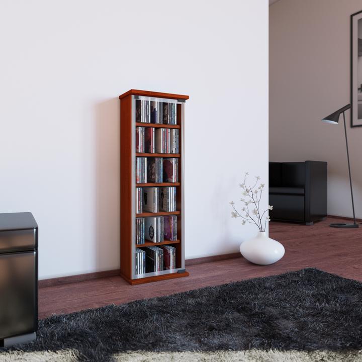 Produktbild VCM Holz CD DVD Stand Regal Classic mit Glastür (92 x 31 x 18 cm)