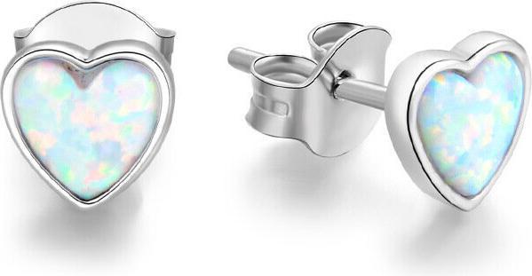 Produktbild Beneto Silver earrings heart with opalescent crystals AGUP1185