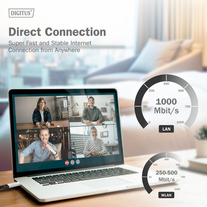 Image du produit Digitus Câble USB 3.2 Gen1 - RJ45 Ethernet, 1Gbit/s, 5m (S/FTP, S/STP, CAT6a, 5 m)