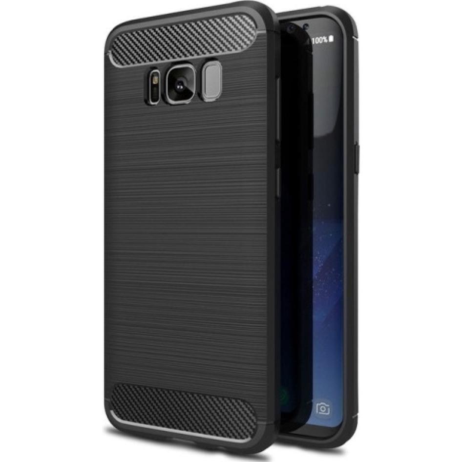 Screenguard Samsung Galaxy S8 Hülle Carbon Brushed Soft TPU (Samsung Galaxy S8+), Smartphone Hülle, Schwarz