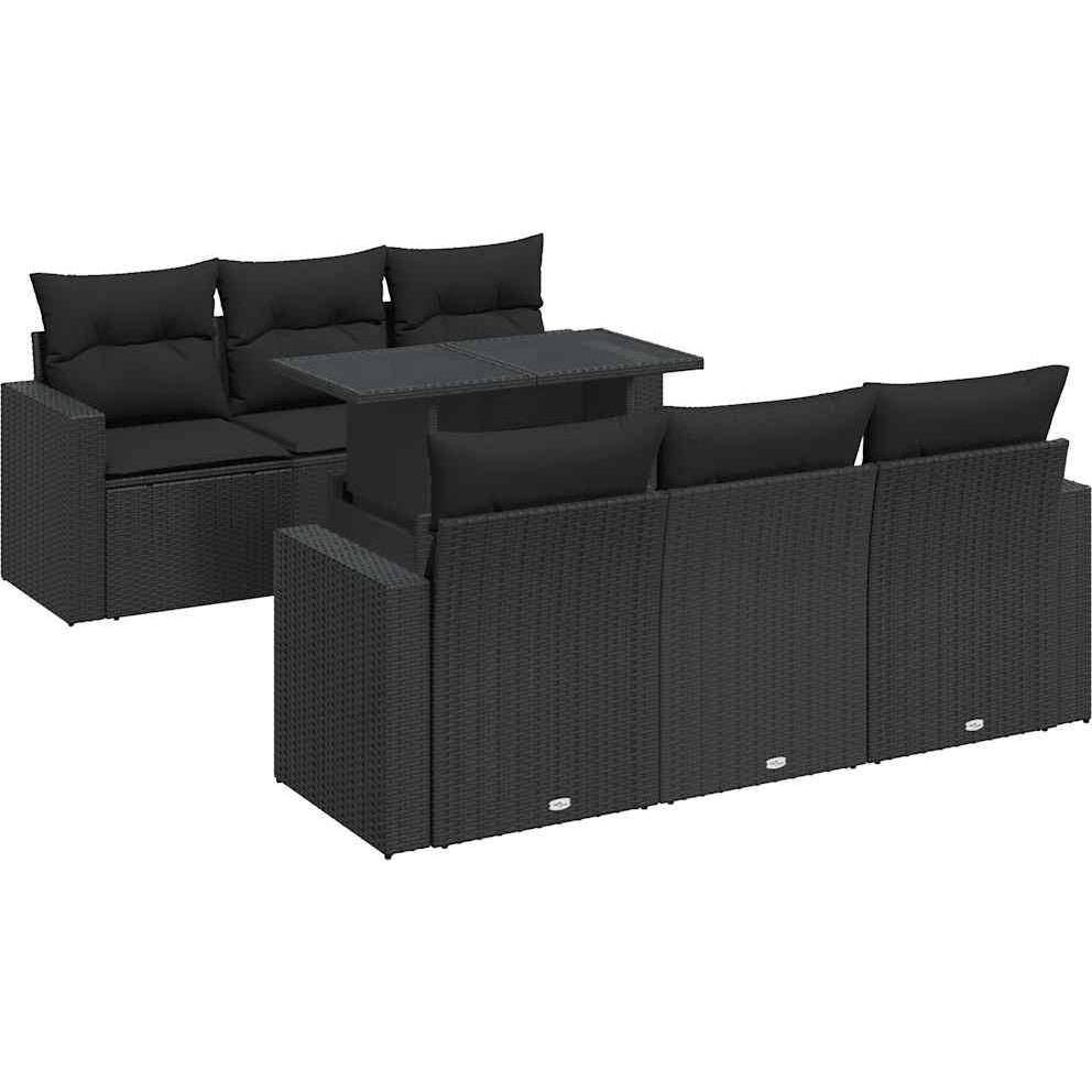 VidaXL, Gartenlounge, 7-tlg. Garten-Sofagarnitur mit Kissen Schwarz Poly Rattan