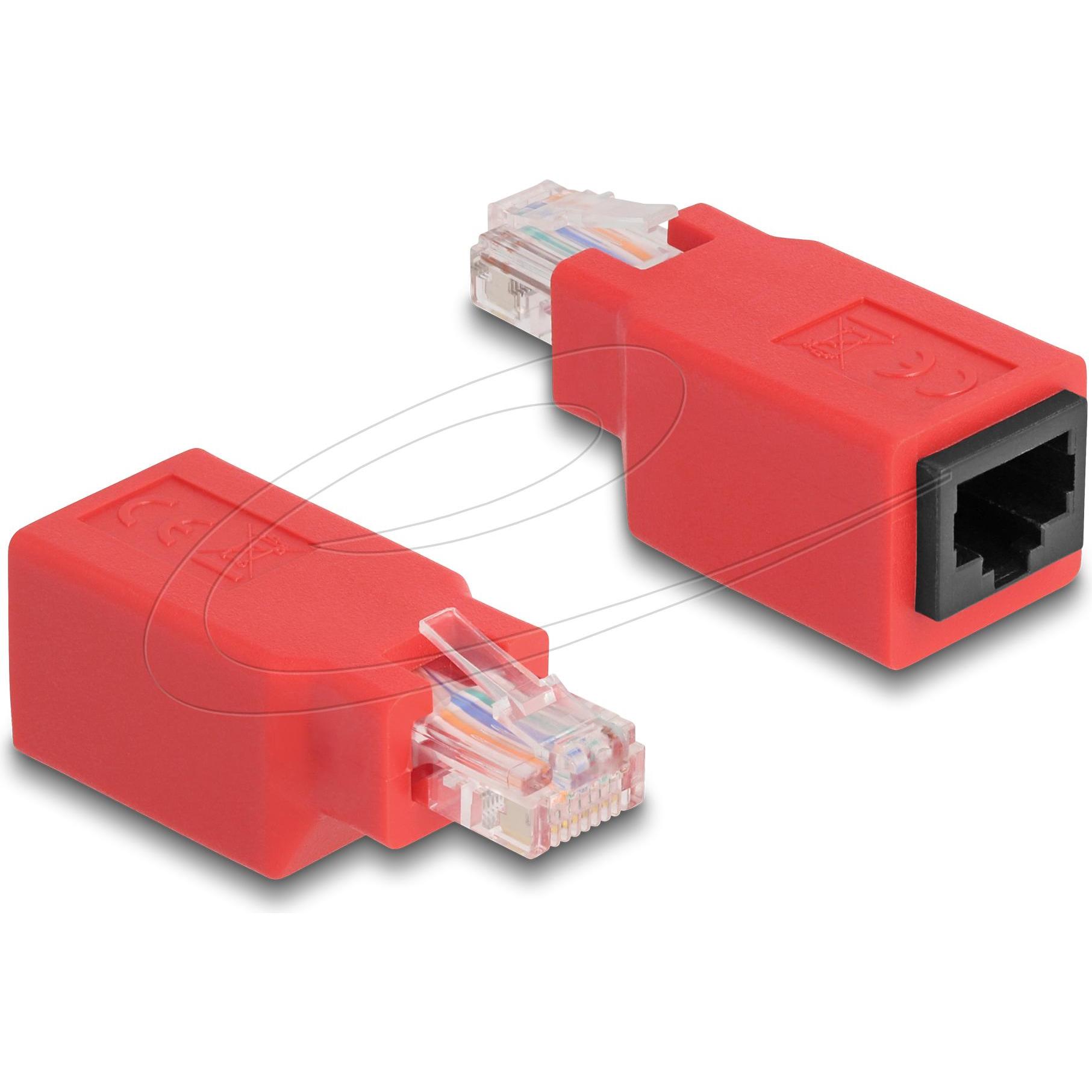 Delock Adattatore crossover (RJ45, RJ45 (1x)), Adattatore di rete, Rosso