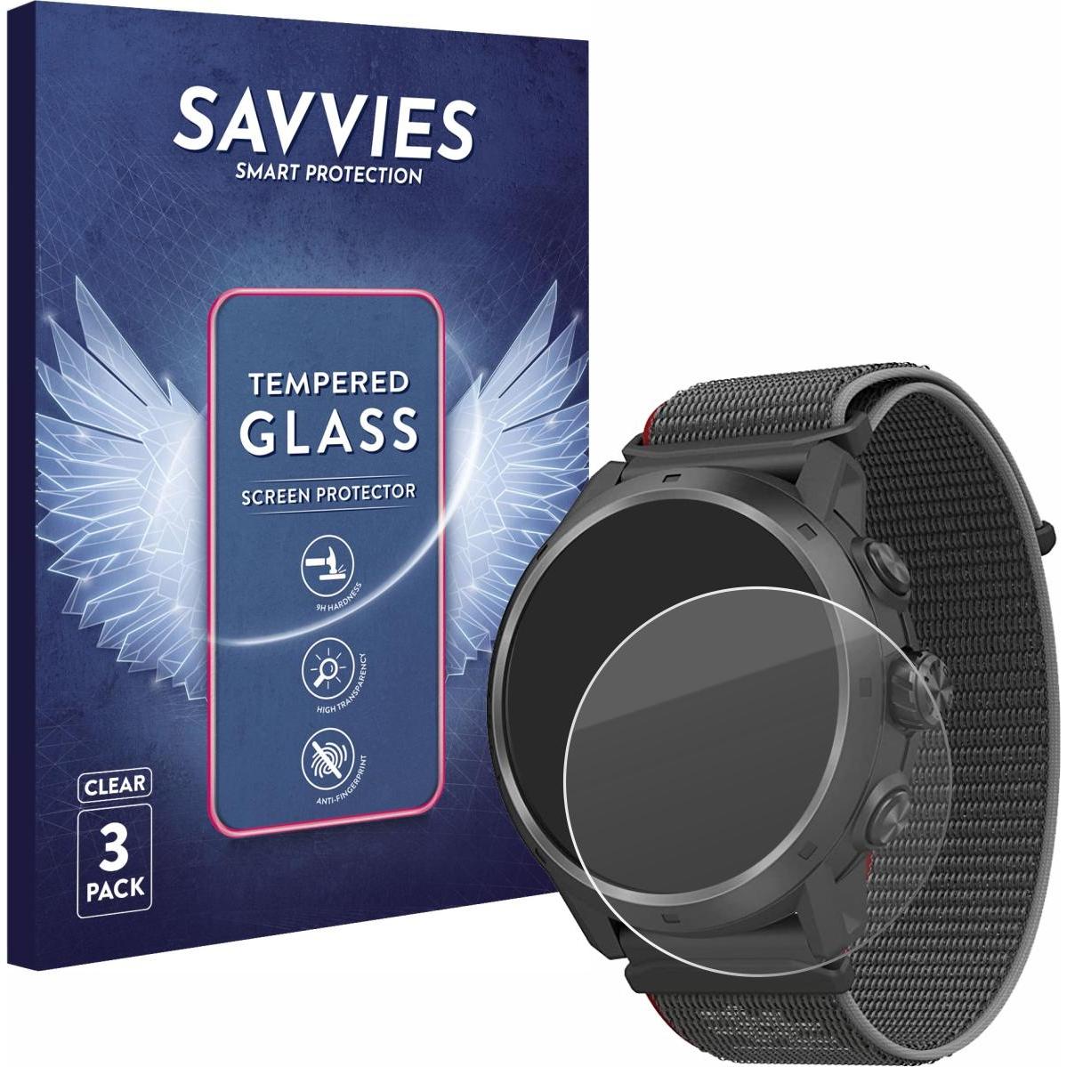 Savvies Panzerglas Schutzglas Displayschutz, Smartwatch Schutzfolie, Transparent
