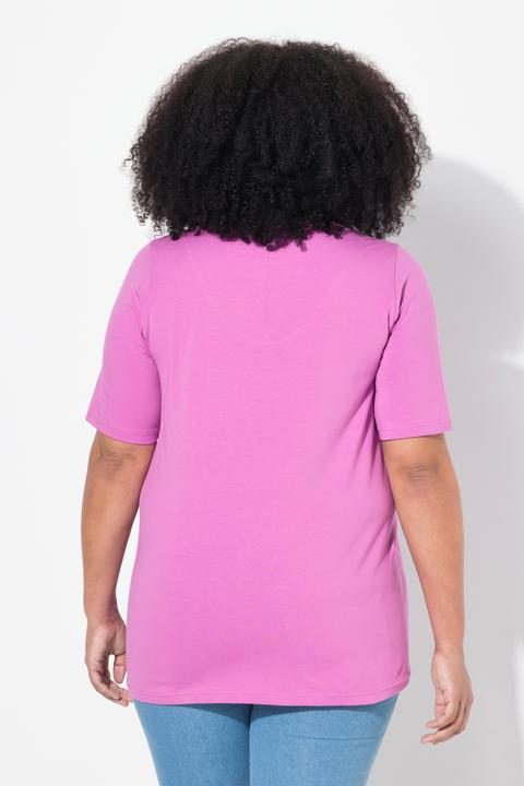 Immagine prodotto Ulla Popken T-shirt dal taglio svasato con scollo a tunica e mezze maniche (42, 44)