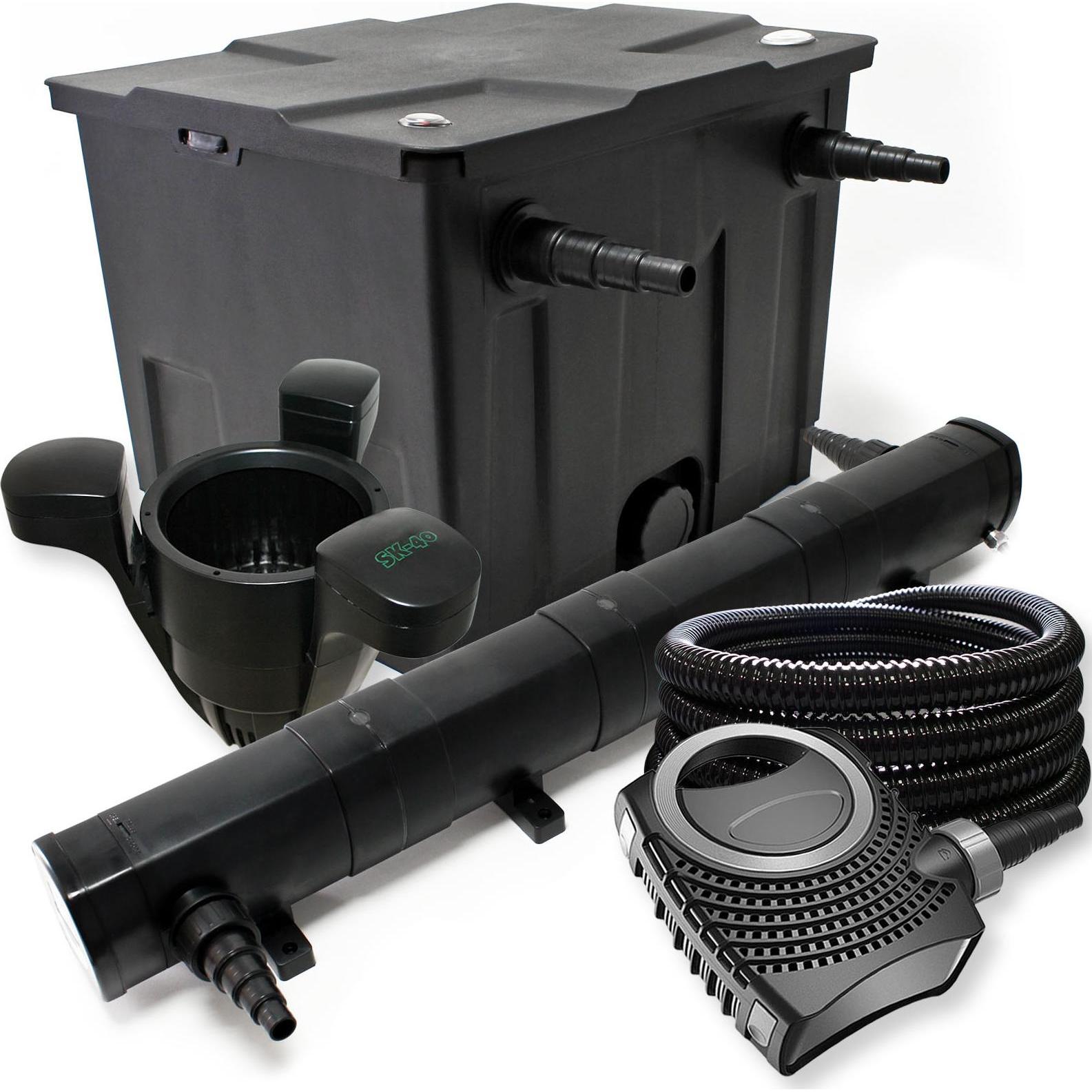 Wiltec, Brunnen + Gartenteich, Filter Set Bio Teichfilter 12000l 72W UVC Teichklärer Pumpe Schlauch Skimmer 020