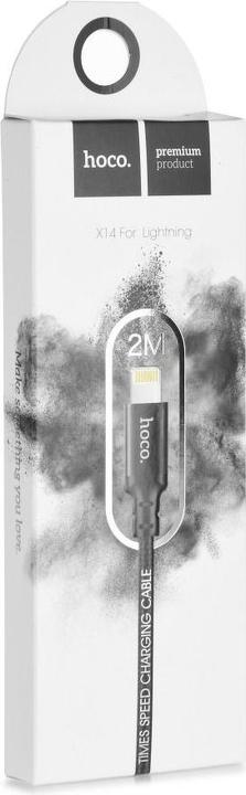 Produktbild Foxconn Hoco - Data Cable Times Speed (X14) - USB-A to Lightning, 2.4A, 2.0m - Black (2 m, USB 2.0)