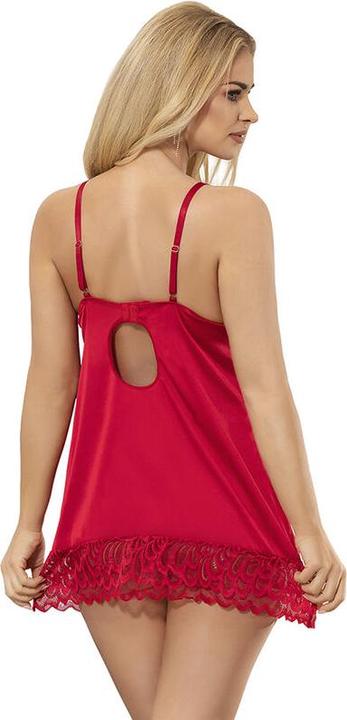 Productafbeelding Subblime Satijnen Babydoll Met Kant Rood S/M (S, M)