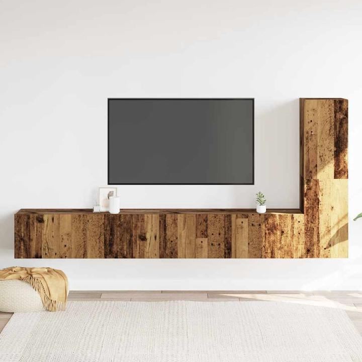 Produktbild vidaXL TV-Wandschränke 3 Stk. Altholz-Optik Holzwerkstoff HiFi-Schrank (30 x 30 x 110 cm)