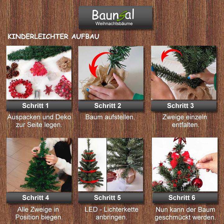 Actual product image Baunsal Künstlicher Weihnachtsbaum mit LED & Deko (60 cm)