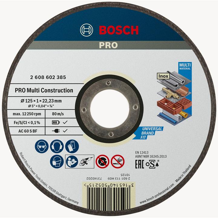 Immagine prodotto Bosch Professional Zubehör PRO Disco da taglio multi materiale, 125 x 1 x 22,23 mm