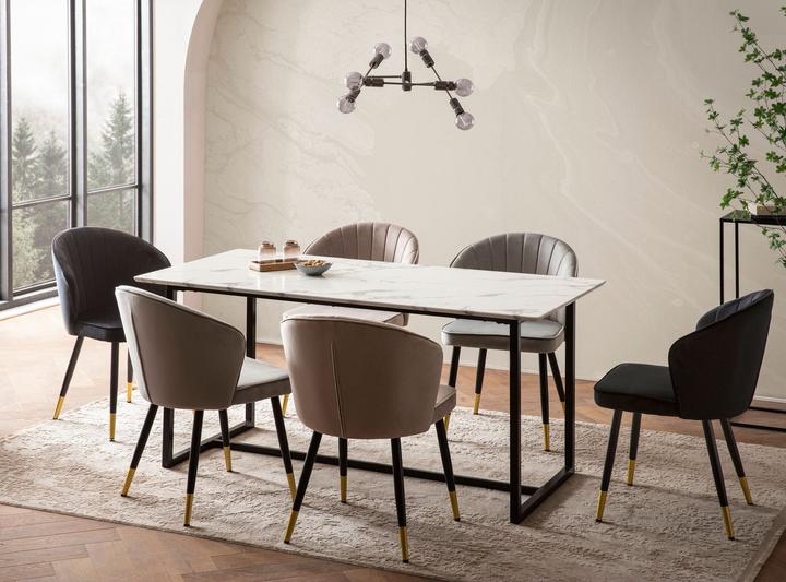 Actual product image FineBuy Dining room table Marble look white Dining table Kitchen table Dining room table