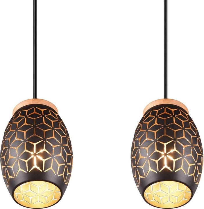Actual product image Reality Bidar pendant light E27 triple ⌀15cm black-gold height-adjustable (E27)