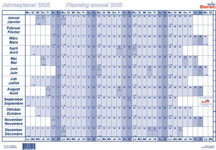 Image du produit Berec Plan annuel en papier A5 B5605/21 2021, bleu (A5)