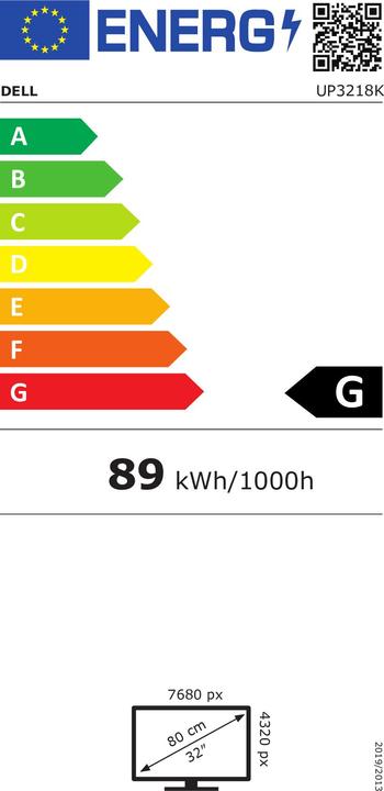 Label énergétique Dell UltraSharp UP3218K (7680 x 4320 pixels, 31.50")