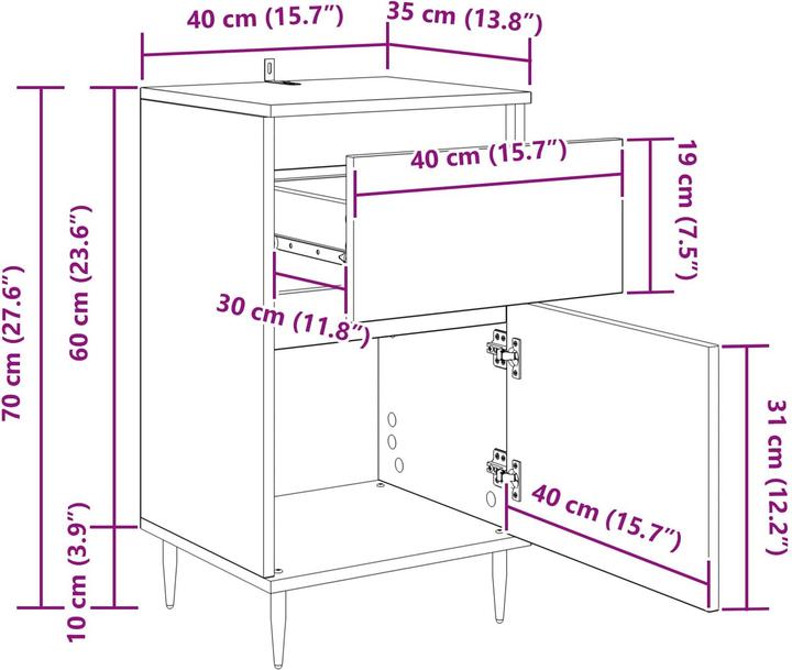 Image du produit vidaXL Sideboard-Aufbewahrung (35 x 40 x 70 cm)