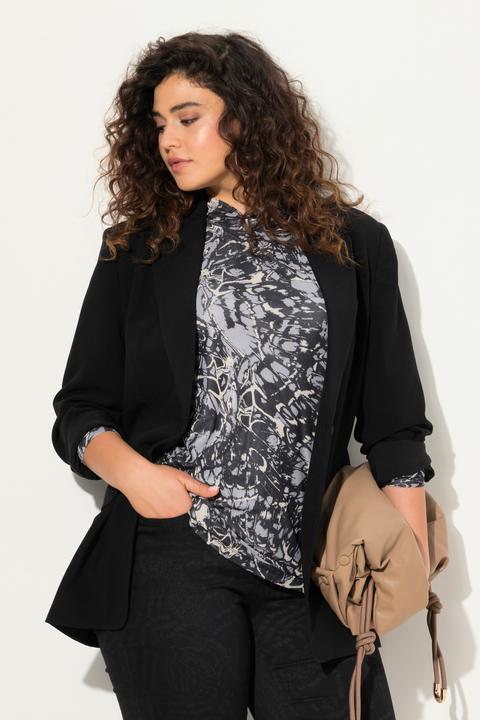 Image du produit Ulla Popken T-shirt en mesh doublé, col montant et manches 3/4, coupe évasée (50, 52)