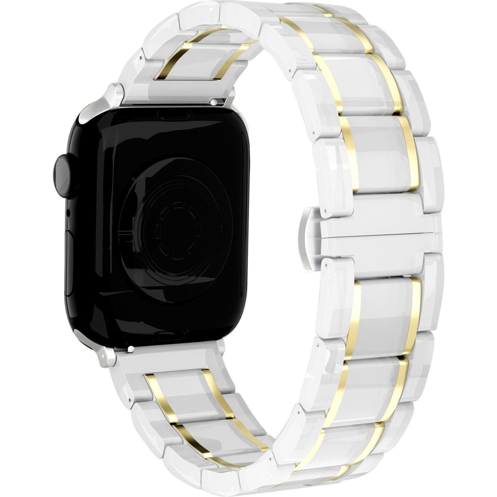 Thumbnail - Strap-it Stahlarmband (Edelstahl, Apple Watch), Uhrenarmband, Weiss, Gold, Mehrfarbig