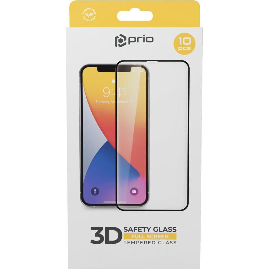 Thumbnail - prio 10x 3D-Displayschutz aus gehärtetem Glas für iPhone 15 Pro (6,1 Zoll) schwarz (10 Stück, Apple iPhone 15 Pro), Smar...