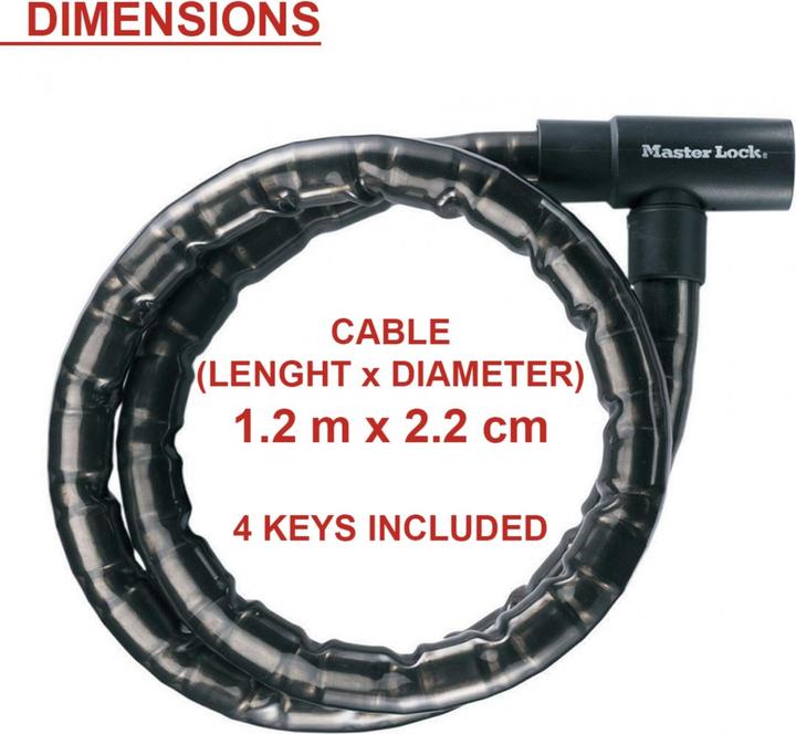 Produktbild Master Lock PanzR Kabelschloss 22 mm x 1.200 mm (120 cm)