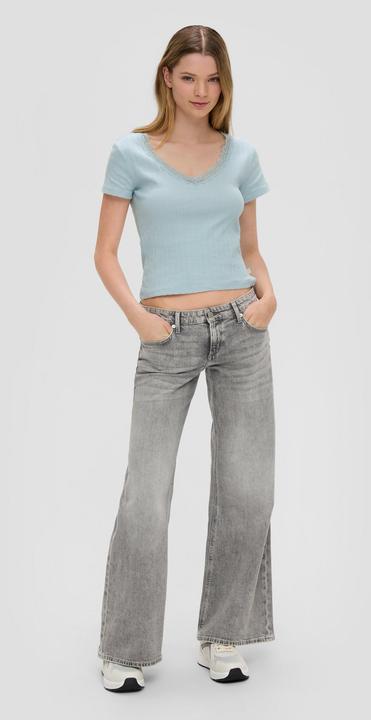 Produktbild S.Oliver T-Shirt Geripptes T-Shirt mit Spitzen-Details (XL)