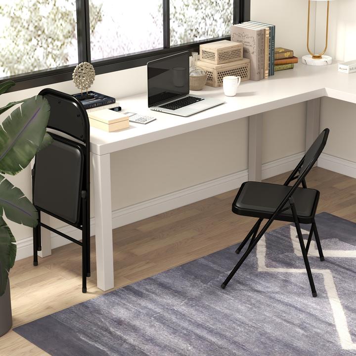 Image du produit Homcom Klappstuhl Stahl, Kunstleder Schwarz