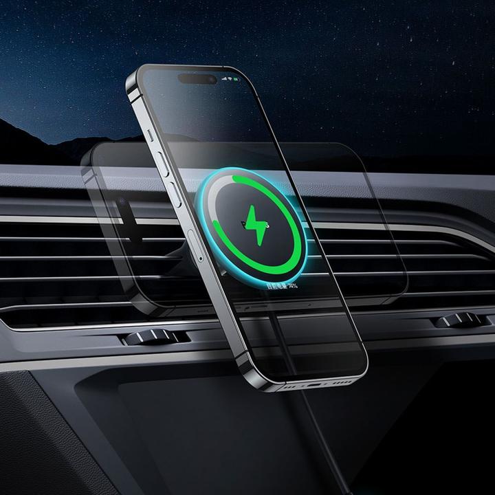 Productafbeelding Baseus Magnetische autotelefoonhouder CW01 aan ventilatierooster met autolader USB-C, 15W + 25W (zwart)