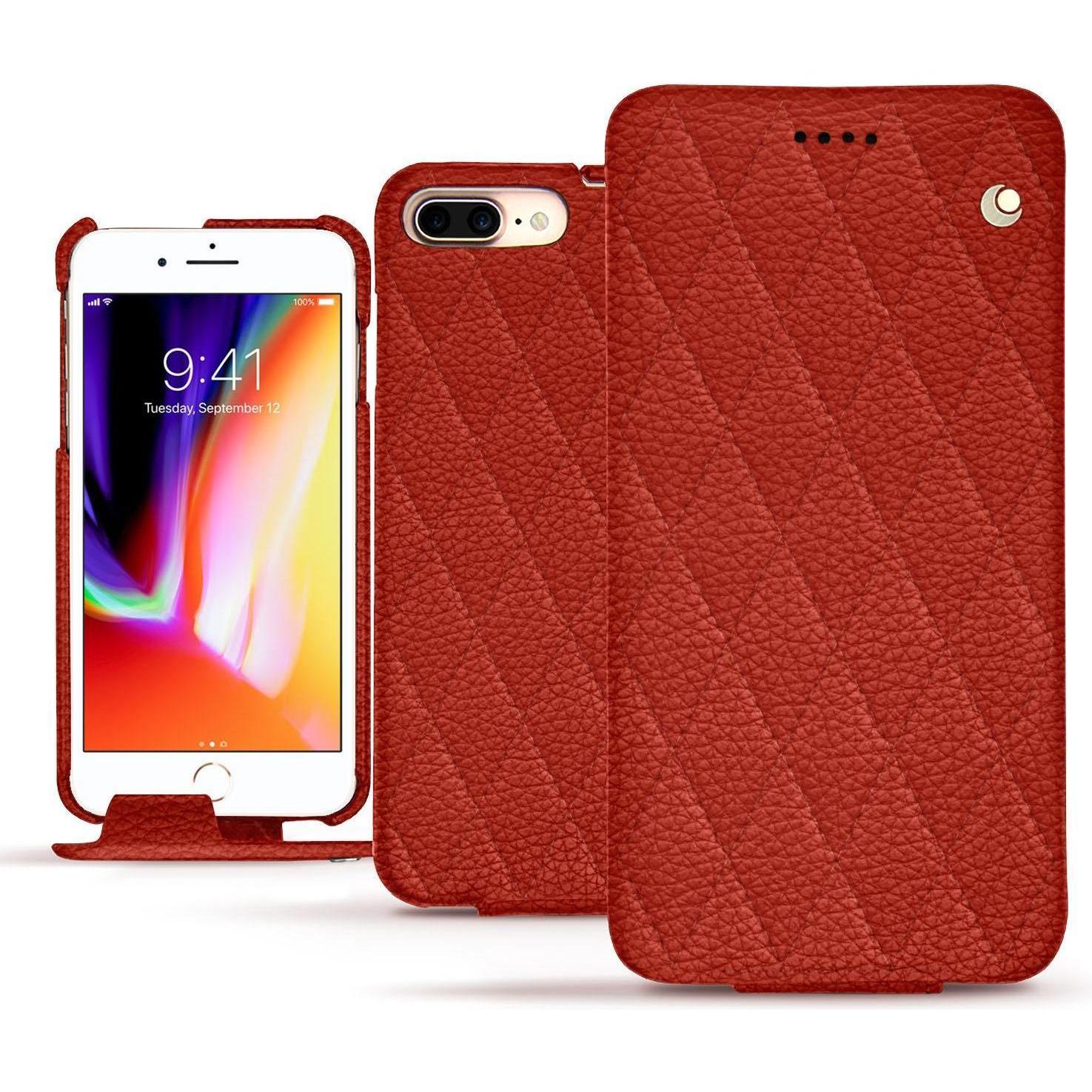 Noreve Lederschutzhülle vertikal (Apple iPhone 8 Plus), Smartphone Hülle, Orange