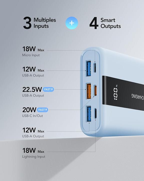 Produktbild Vrurc Mini Powerbank mit Schnellladefunktion (20000 mAh, 22.50 W)