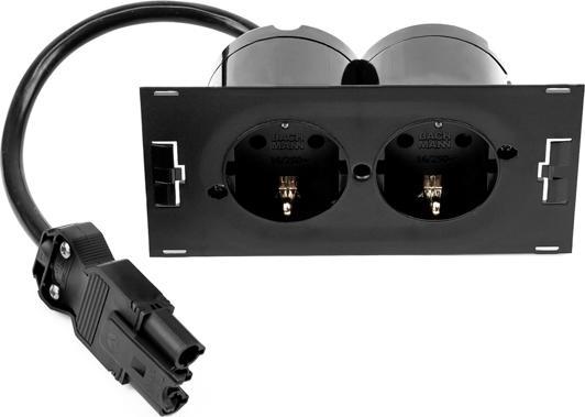 Actual product image Bachmann DUE Type F Black Socket (2 x, CEE 7/3, 0.20 m)