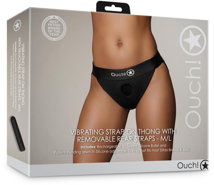 Image du produit Ouch! Vibrating Strap-on Thong - Removable Straps - M/L (L, M)