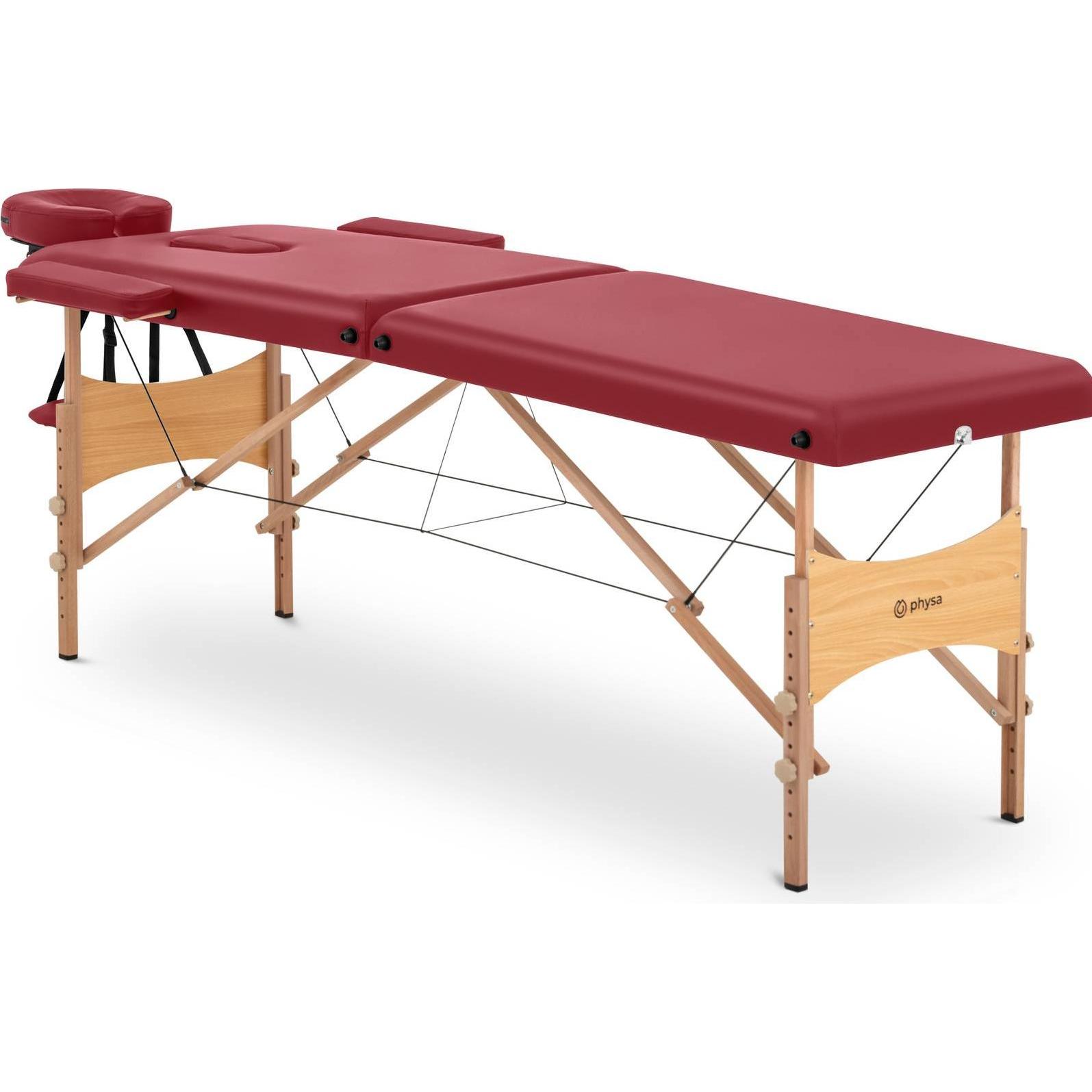 Physa, Massageliege + Massagesessel, Massageliege klappbar Massagebank Massagetisch Holzrahmen 227 kg rot