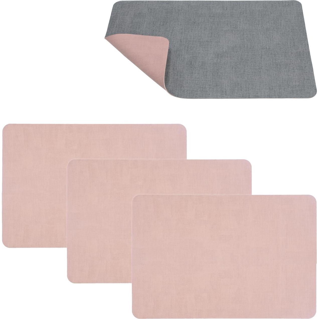 HTI-Living, Tischset, Tischset 4 - teilig Grau/Rosa (4 x, 45 x 30 cm)