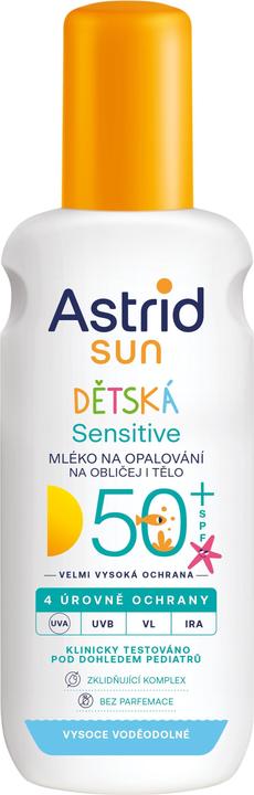 Immagine prodotto Astrid Lozione per bambini in spray per l'abbronzatura Sensitive SPF 50+ Sun 150 ml (Crema solare, SPF 50+, 150 ml)