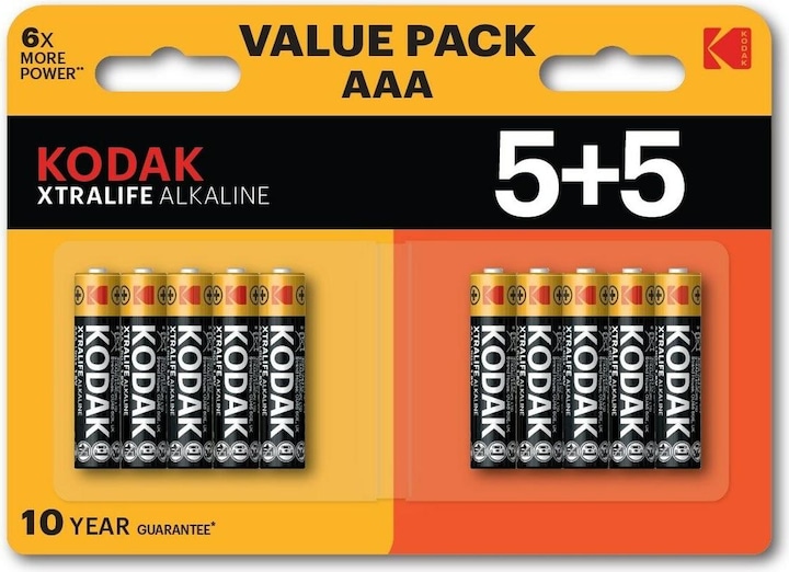Actual product image Kodak XTRALIFE Alkaline AAA Battery 10 (5+5 pack) (10 pcs., AAA)